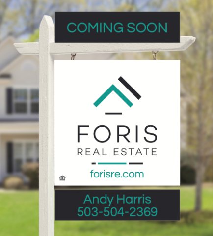 Foris Real Estate Coming Soon sign with Andy Harris's name and number